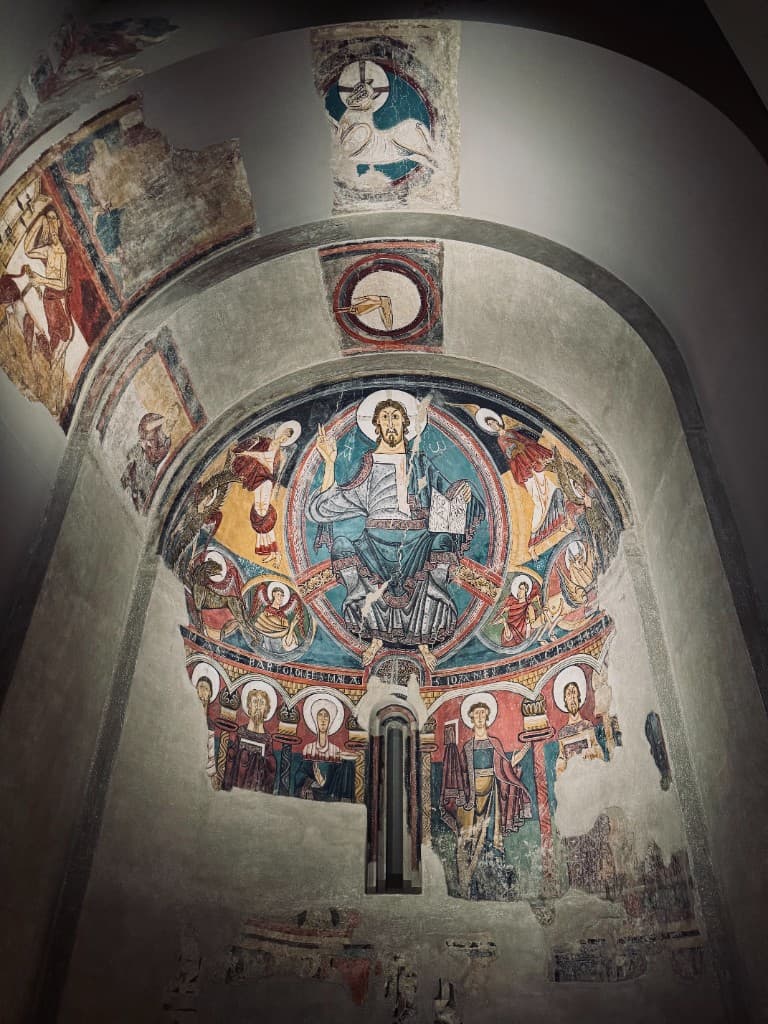 Christ Pantocrator fresco with saints and apostles